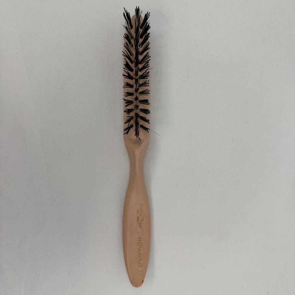 Vintage‎ Howard 77 Firm-Grip Hair Brush Peach Curved Ergonomic Handle Sunburst